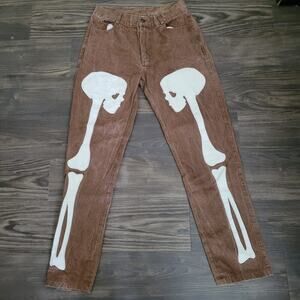 Vintage Fair Focus Japanese Men's Straight Jeans Size M Brown Double Skull